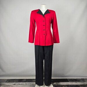 Vintage Savannah Red&Black Polka Dot Blazer&Pant Suit Size 5